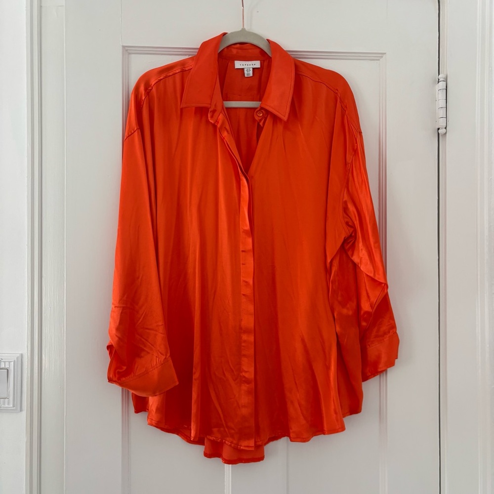 Topshop Bright Orange Button Down Shirt
